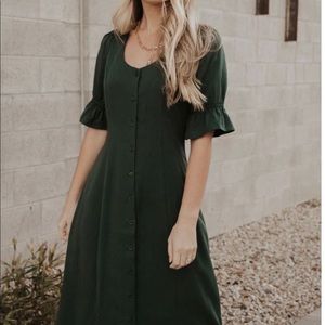 Bohme Button Down MIDI Dress Hunter Green